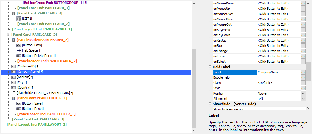 Editing the Label property.